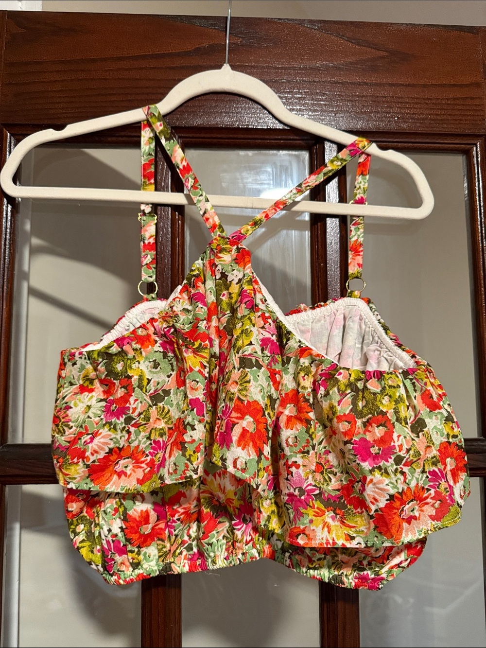 NWT JCREW Floral Ruffle Cropped Tank Top - Multicolor SIZE M